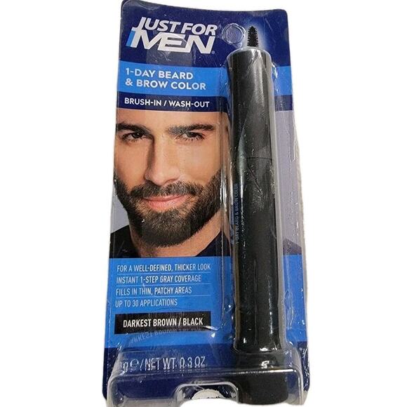 Just For Men 1-DAY Beard & Brow Color DARKEST BROWN/BLACK - Picture 1 of 5